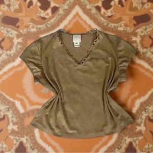 Anna Sui Vegan Suede Top Womens Size 12 Boho 2000s Y2K Designer Western